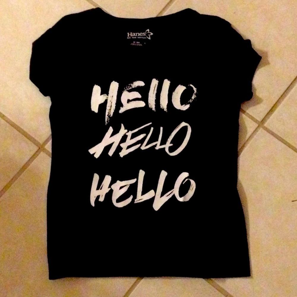 Women’s Tee Hello Hello Hello Size Small V-neck